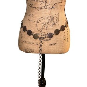 Industrial Mixed Metal Disc Statement Necklace Adjustable